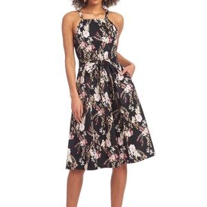 RACHEL Rachel Roy Black Floral Midi Dress